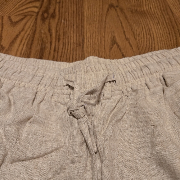 Youga Wide Leg Ankle Pants Cream Beach Casual Classic Boho Linen Cotton XL New - Picture 8 of 16